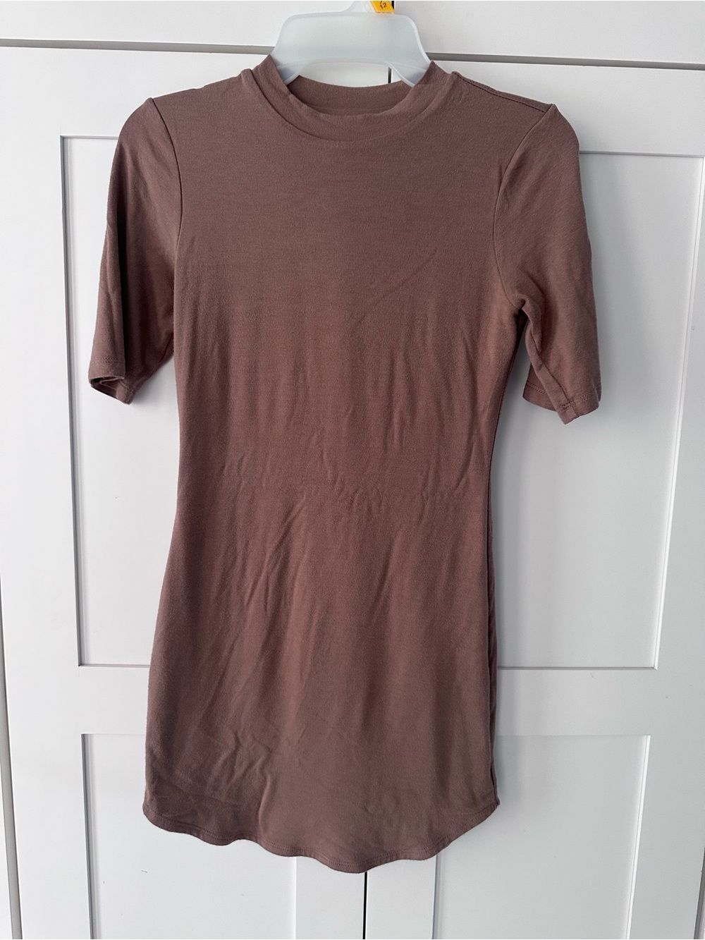 Hot Miami Styles Mauve Brown Short Sleeve Slim Dress S